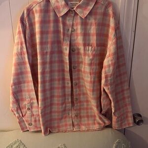 American Eagle Outfitters Peach Plaid Shirt